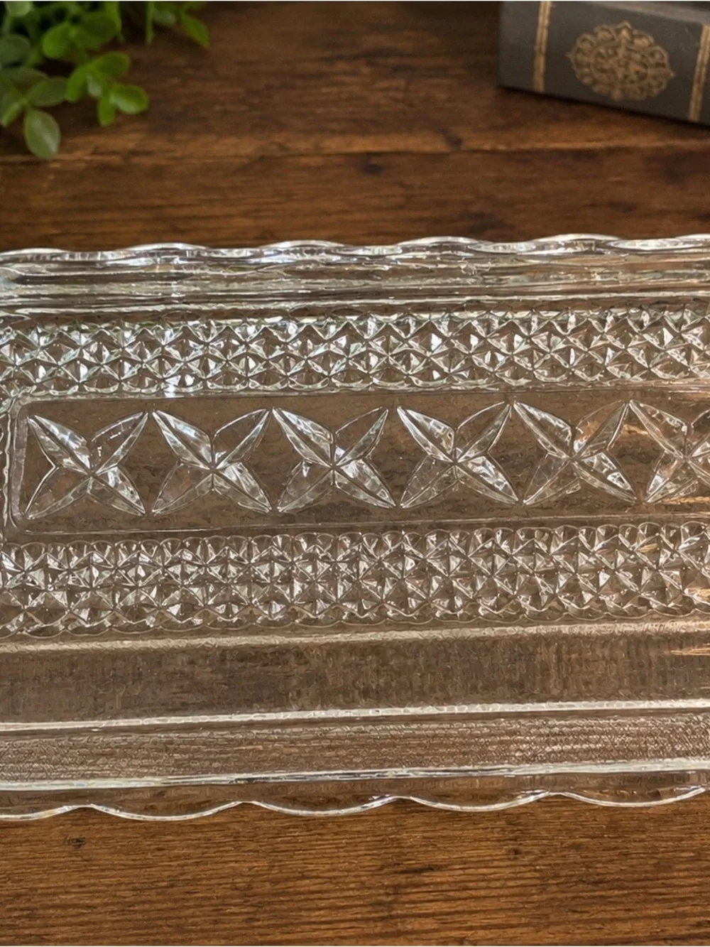 Vintage Anchor Hocking Wexford Clear Glass Covered Butter Dish 8.5”
